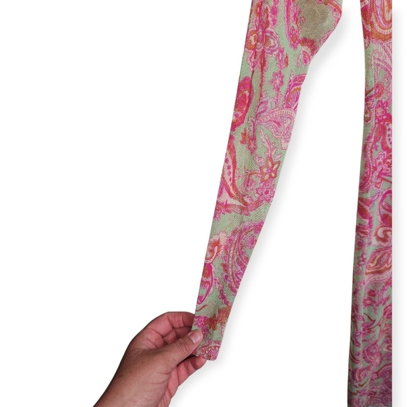 MISA Los Angeles Viviene Paisley Mesh Dress, Size XS, Pink/Green, NWT - Picture 9 of 11